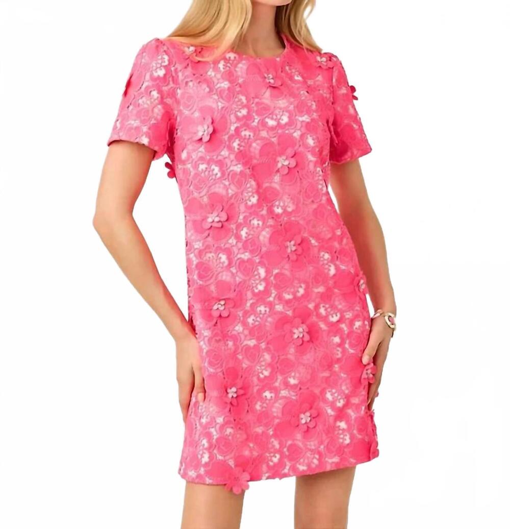 NEW LILLY PULITZER malena lace shift dress in pop pink